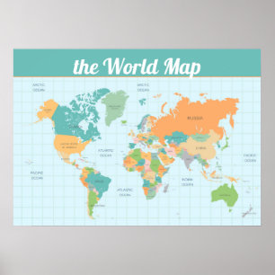 Affiche de valeur de la carte du monde colorée (Ma