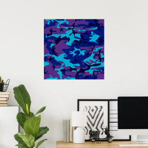 Affiche de valeur du camouflage bleu foncé et viol