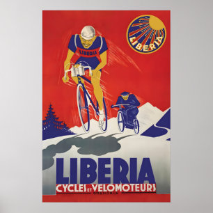 Affiche de vélo française des années 1930 Liberia 