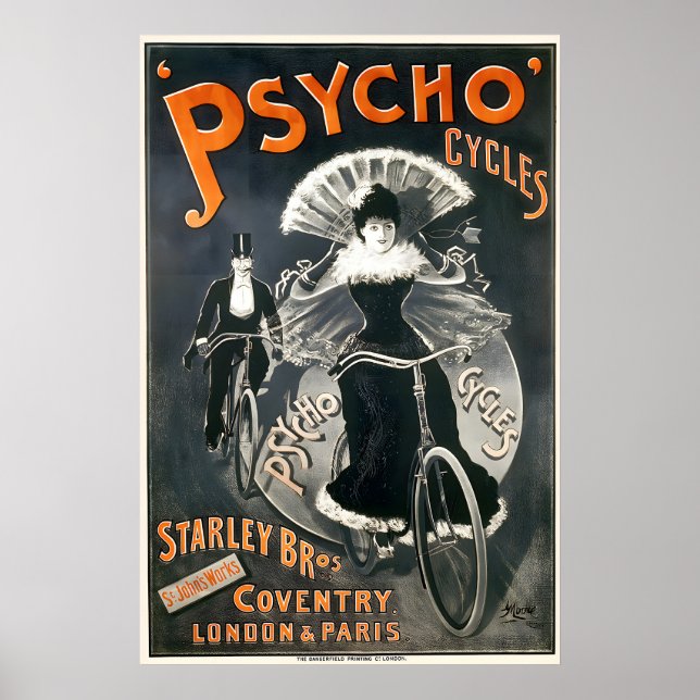 Affiche de vélo Psycho Cycles (Devant)