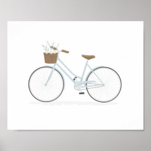 Affiche de vélo vintage bleu avec panier