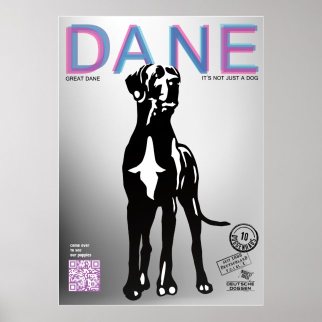 Affiche de vente de chiot Dogue Allemand (Devant)
