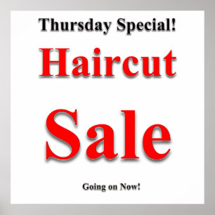 Affiche de vente de coupe de cheveux du jeudi - Ma