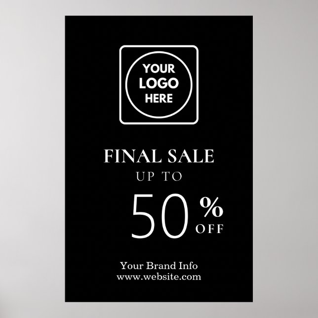 Affiche de vente finale noire | Rabais en magasin  (Devant)