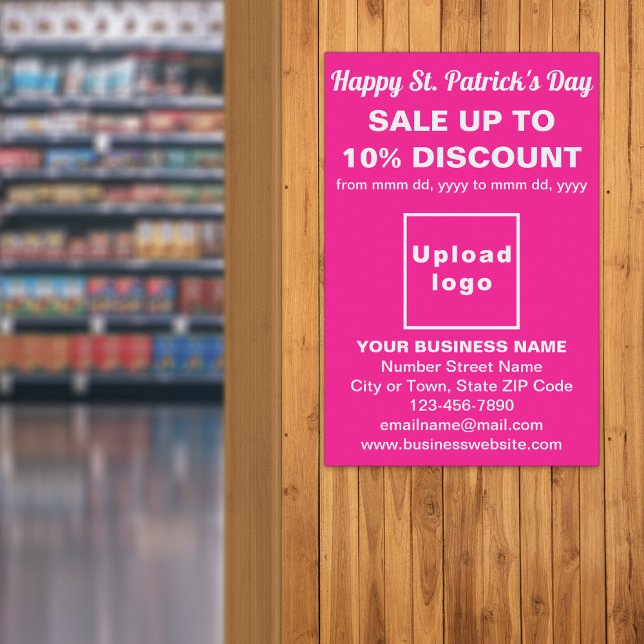 Affiche de vente pour la Saint-Patrick en rose pou (Pink St. Patrick's Day business sale poster)