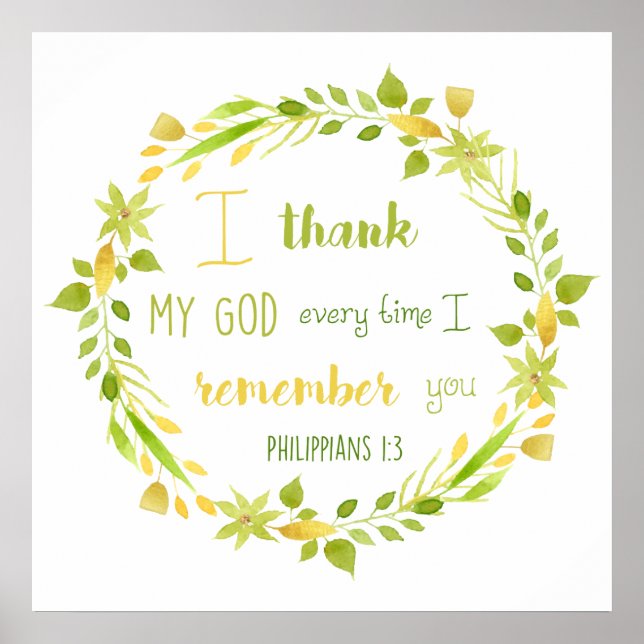 affiche de verset biblique à l'aquarelle florale p (Devant)