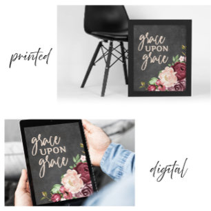 Affiche de verset biblique Grâce sur Grâce