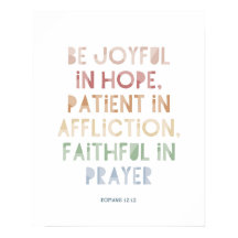 Affiche de verset biblique Romains 12:12 Soyez Joy