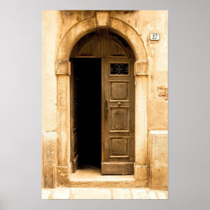 Affiche de vieille porte dans le bâtiment antique,