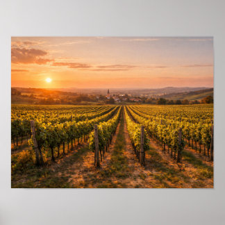 Affiche de vignoble Golden Sunset - Paysage toscan