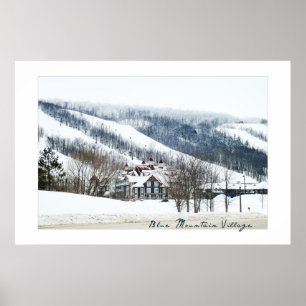 Affiche de village de montagne bleu, Ontario