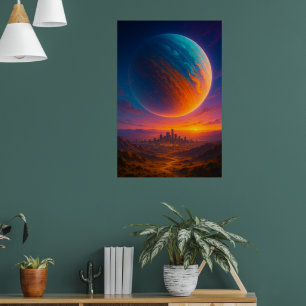 Affiche de ville cosmique de science-fiction – Fut