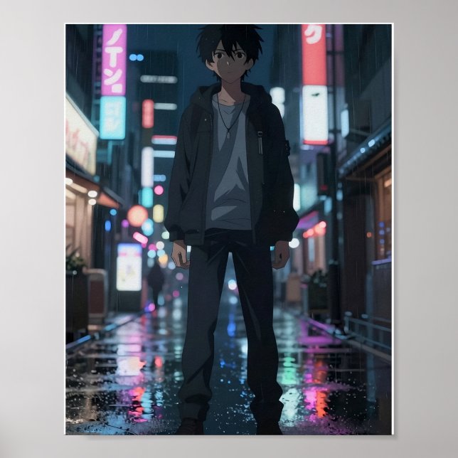 Affiche de ville néon animée cinématique  (Devant)