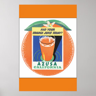 Affiche de Vintage voyage d'Azusa la Californie