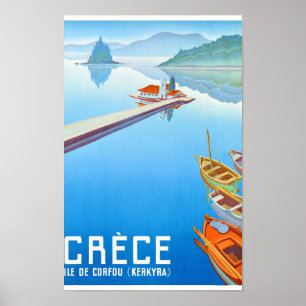 Affiche de Vintage voyage de Corfou, Grèce