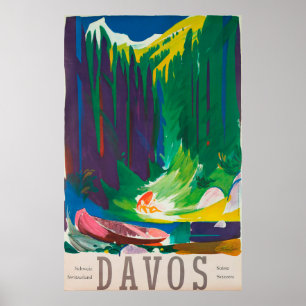 Affiche de Vintage voyage de Davos Suisse
