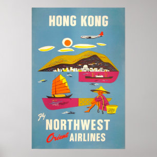 Affiche de Vintage voyage de Hong Kong