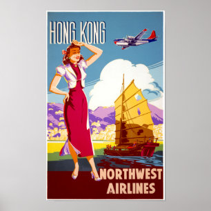 Affiche de Vintage voyage de Hong Kong