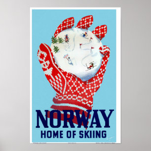 Affiche de Vintage voyage de la Norvège
