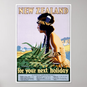 Affiche de Vintage voyage de la Nouvelle Zélande