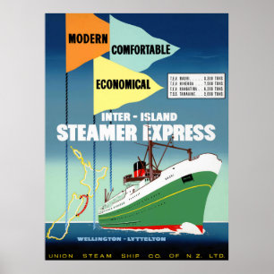 Affiche de Vintage voyage de la Nouvelle Zélande