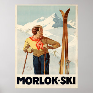 Affiche de Vintage voyage de l'Autriche de ski de