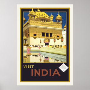 Affiche de Vintage voyage "de l'Inde de visite"