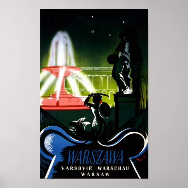 Affiche de Vintage voyage de Varsovie Pologne rest (Devant)