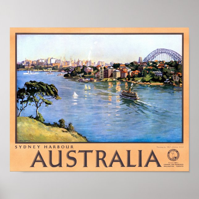 Affiche de Vintage voyage restaurée Australie Sydn (Devant)