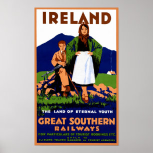Affiche de Vintage voyage restaurée en Irlande