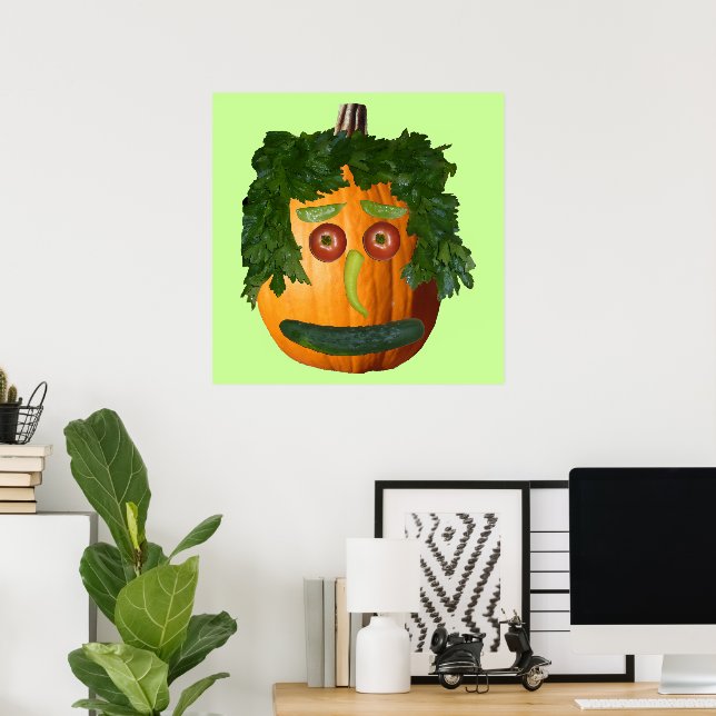 Affiche de visage de citrouille non coupée (Bureau à domicile)