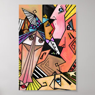 Affiche de visages abstraits Humeurs Cubisme Portr