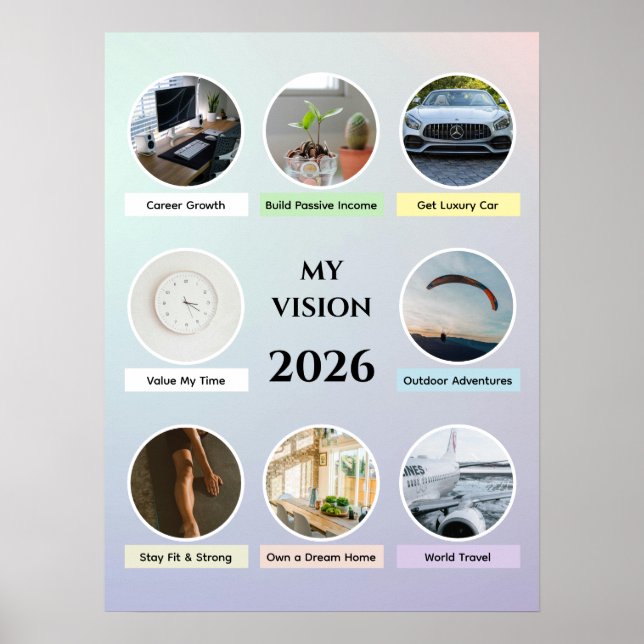 Affiche de vision de cercle de dégradé doux 2026 (Devant)