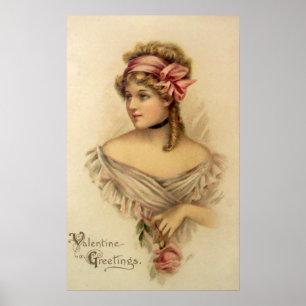 Affiche de vœux de la Saint-Valentin victorienne
