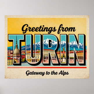 Affiche de vœux vintage de Turin