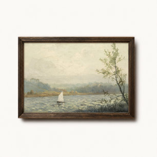 Affiche de voile de lac brumeux - Art de paysage v