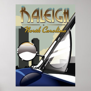 Affiche de voiture ancienne de Raleigh Caroline du