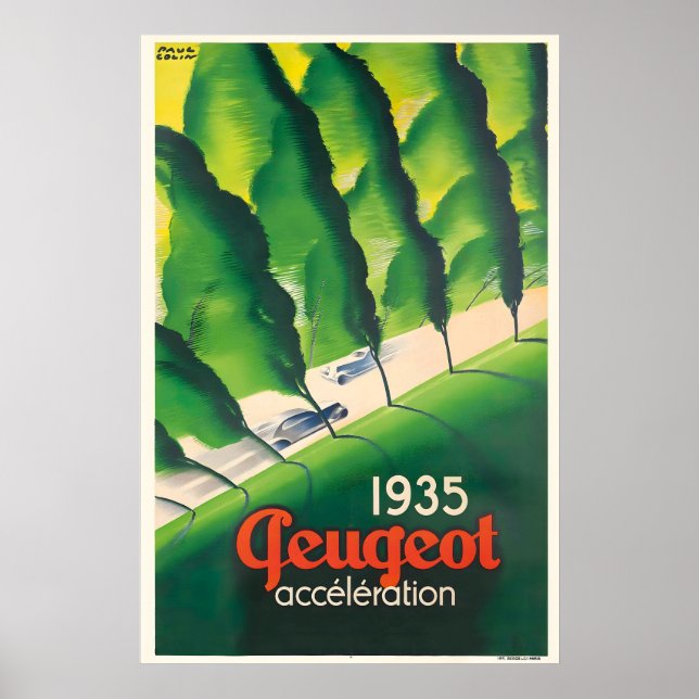 Affiche de voiture ancienne Peugeot Automobile 193 (Devant)