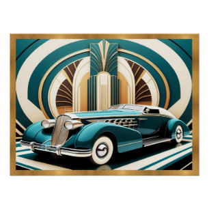 Affiche de voiture Art Déco Streamlined