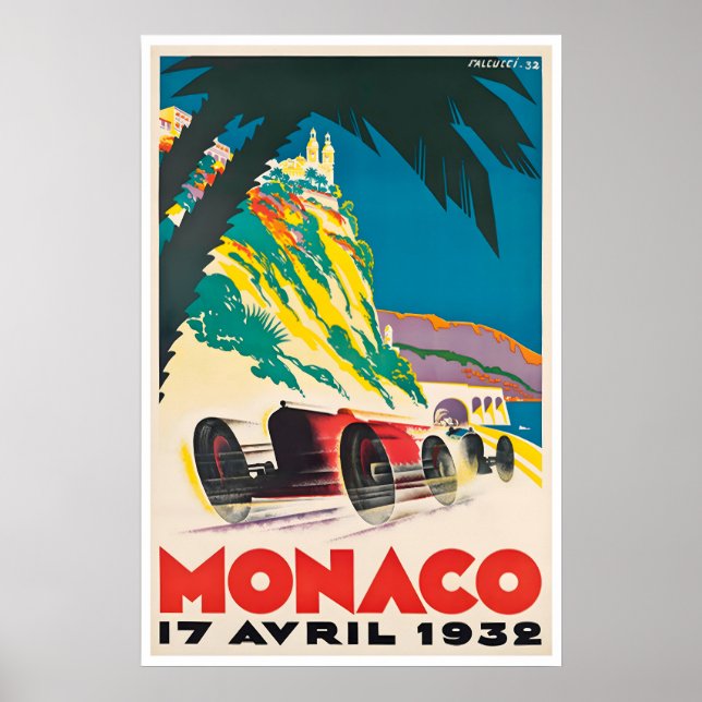 Affiche de voiture de course d'art de Monaco Sport (Devant)