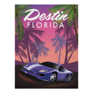 Affiche de voiture de sport Destin Floride États-U