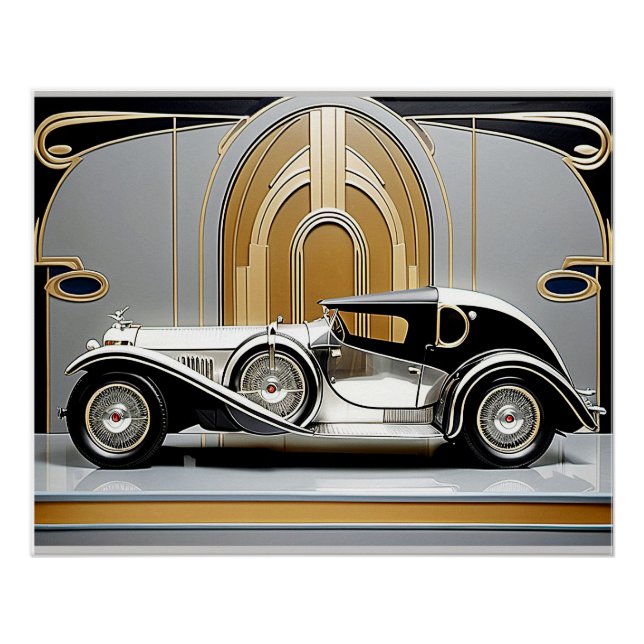 Affiche de voiture de style Art Déco des années 19 (Devant)