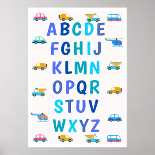 Affiche de voitures jouets d'alphabet pour enfants