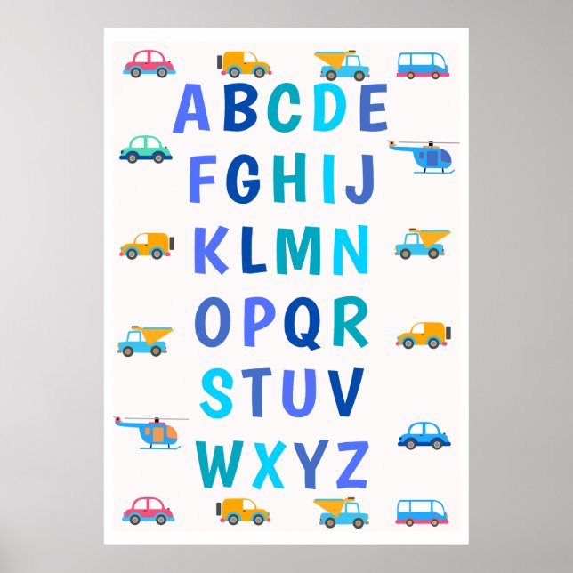 Affiche de voitures jouets d'alphabet pour enfants (Devant)