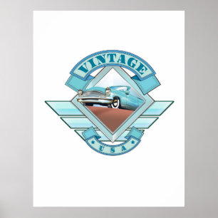 Affiche de vol de style vintage 50's Voir l'Amériq