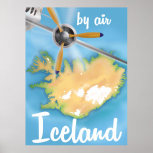 affiche de vol de voyage vintage en Islande