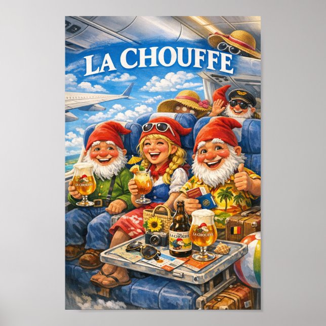 Affiche de vol ensoleillé pour Ibiza avec de la bi (Devant)