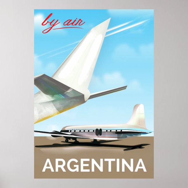 Affiche de vol vintage "By Air" Argentine (Devant)
