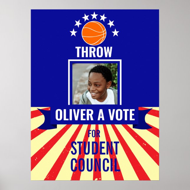 Affiche de vote de lancer de basket-ball sur le th (Devant)