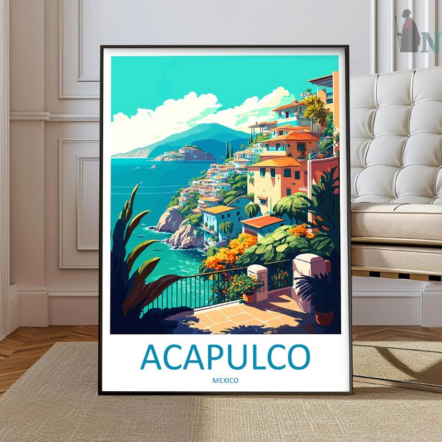 Affiche de voyage à Acapulco décoration murale Aca (Créateur téléchargé)